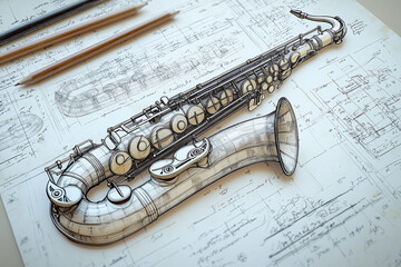 Obraz premium Saxophone. Generative AI.