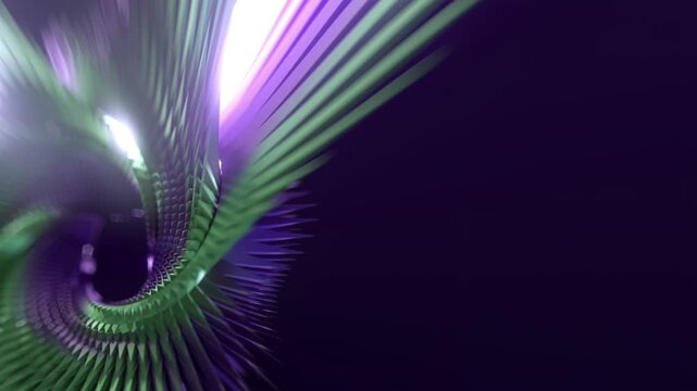 Loop animation of an shiny metallic figure resembling a spiral. 3d rendering 4K