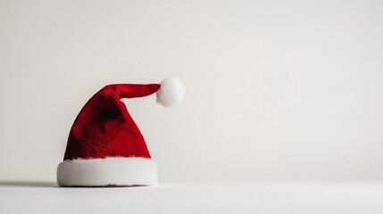 Red Santa Hat Isolated on White Background for Christmas and Holiday Themed Designs