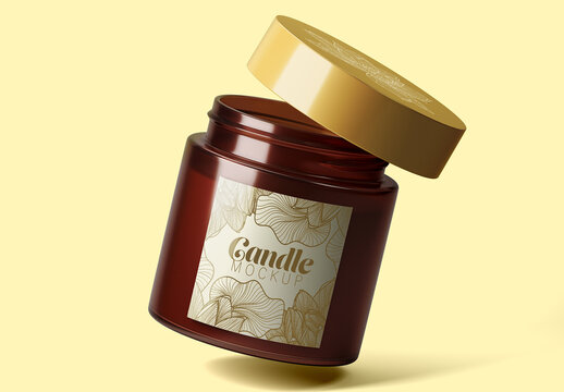 High-Quality Open Candle Jar Mockup for Packaging and Branding Design Presentation