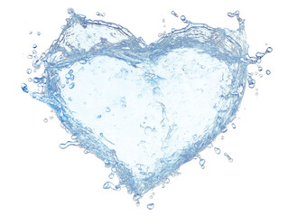 Heart-shaped water splash with dynamic droplets for creative design projects