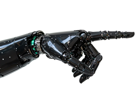 a robot hand pointing at something
