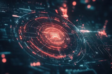 Obraz premium A computer chip is shown in a red circle