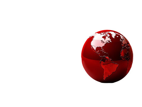 a red globe with a world map