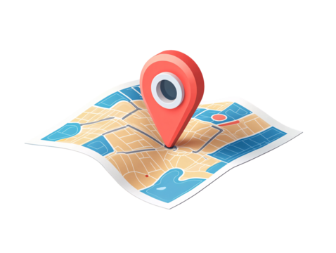 a map with a pin on it