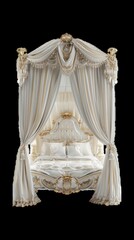 Ornate canopied bed in luxury setting