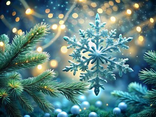 Snowflake and Christmas Tree 3D Design with Bokeh Effect for Holiday Decor Inspiration