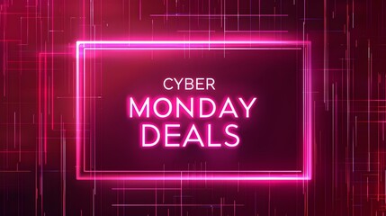 Glowing Pink 'CYBER MONDAY DEALS' Neon Sign in a Luxurious Setting