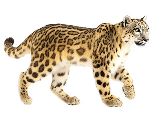 a cheetah walking on a white background
