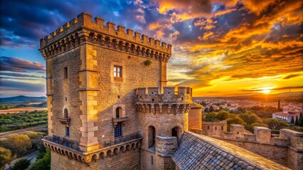 Fototapeta premium Stunning Portrait of Medina del Campo Castle Tower in Artistic Style for Unique Visual Appeal