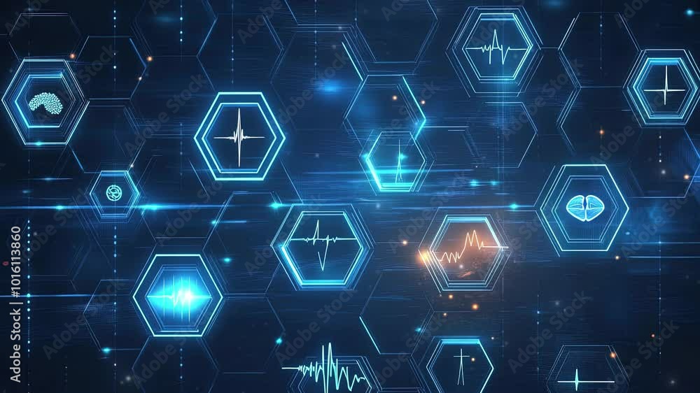 Poster abstract background with a hexagonal pattern. digital technology concept of science or medical resea