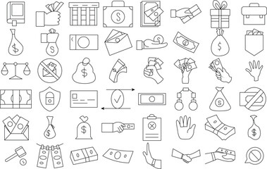 Corruption icon set for logo and T-Shirt design. Thin line art editable stroke.