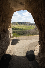 Hiking trail through a tunnel at Scotts Bluff National Monument, Nebraska