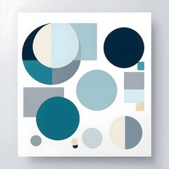 minimalist composition of overlapping geometric shapes with clean lines and muted soft pastel colors