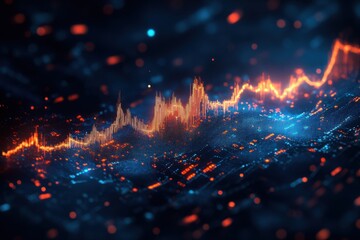 Fototapeta premium A computer generated image of a cityscape with a blue sky and orange