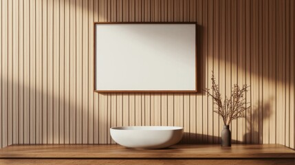 Zen Bathroom Decor with Bamboo Frame and Clean Lines