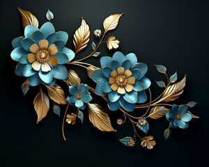 Black Velvet Flowers On Black Background