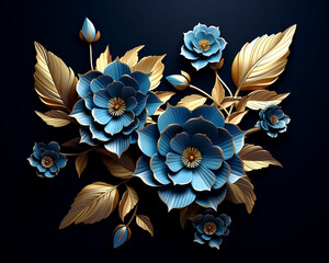 Black Velvet Flowers On Black Background