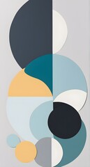 minimalist composition of overlapping geometric shapes with clean lines and muted soft pastel colors