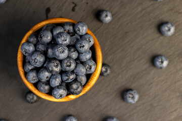 details of blueberries stacked in a bowl