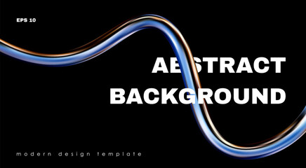 3d chrome spiral template. Silver metal curve element on black background. Y2k fluid wave, flow swirl, 3d path. Dynamic steel shapes. Vector trend 3d illustration