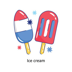 Ice cream doodle vector outline Sticker. EPS 10 file
