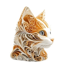 Artistic cat sculpture, white isolate background transparent background