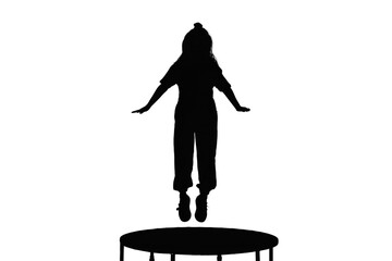 silhouette jumping on trampoline