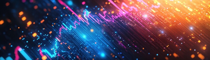 A colorful, abstract image with a blue and purple background and orange