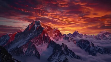 Obraz premium Majestic Sunset Over Beautiful Mountain Peaks