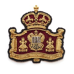 Golden and Red Embroidered Coat of Arms with Crown.