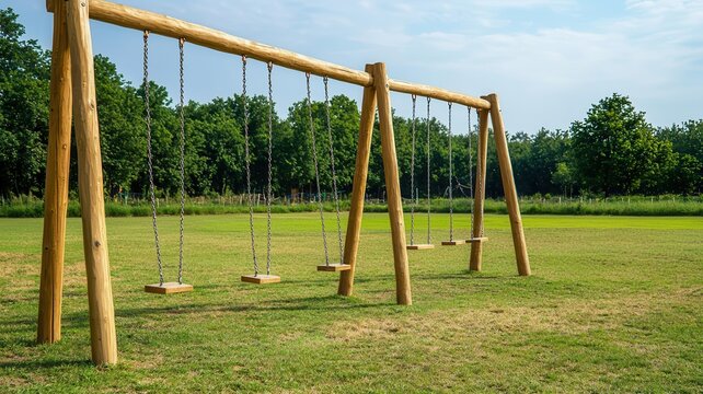 Zip line playground with low and high zip lines for children of different ages, playground, zip line playground