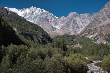 Landscape in the mountains Alps and Monte Rosa peak