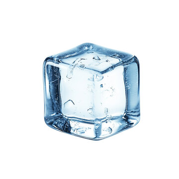 Single ice cube on a white isolated background.