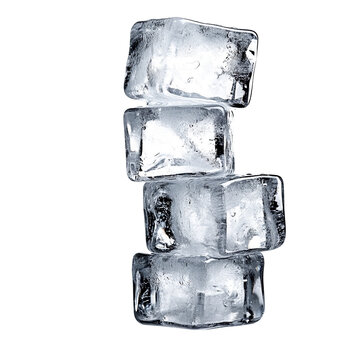 Stacked ice cubes, white isolate background