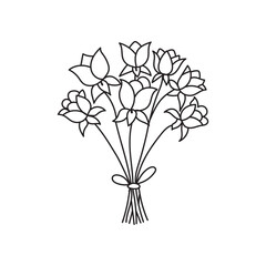 Minimalist tulips Line Art, Hand-drawn Floral Icon Elements, Flowers in Outline Logo Style, Summer,spring Flower Foliage in Decorative Vector Illustration.	
