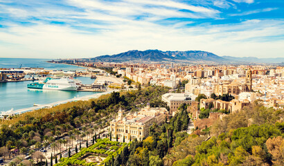 Malaga, a popular tourist city in Spain. Favorite place of backpakers. A beautiful view of the city panorama. The city of tapas and Sangria's wine.