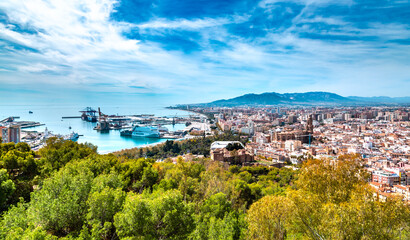 Malaga, a popular tourist city in Spain. Favorite place of backpakers. A beautiful view of the city panorama. The city of tapas and Sangria's wine.
