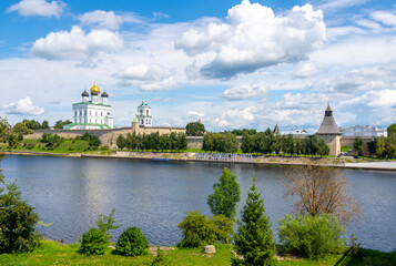 View of the Velikaya River and the Pskov Kremlin (Krom), Pskov, Russia