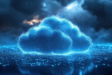 A blue cloud with a heart shape on it