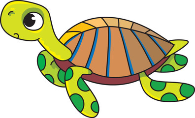 Sea theme. Turtle in the ocean vector illustration