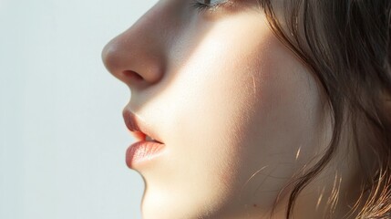 Obraz premium Close-up Portrait of a Woman with Soft Lighting