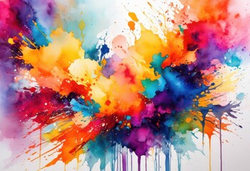 Fototapeta premium vibrant colorful watercolor textures dynamic splashes vivid hues artistic patterns creative projects, abstract, background, blend, bright, canvas, charm