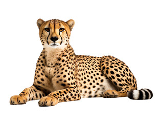 a cheetah laying down isolated on transparent background