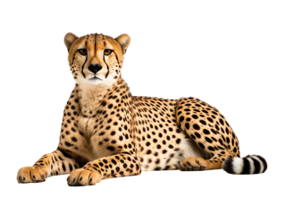 a cheetah laying down isolated on transparent background