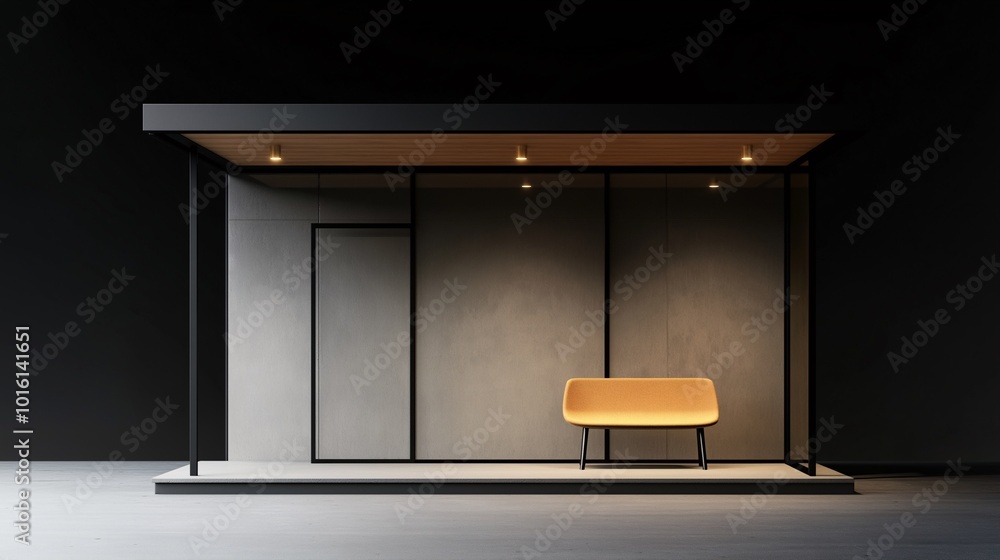 Poster modern minimalist space with simple bench seating