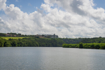 nice view of the river chavon, forest and 