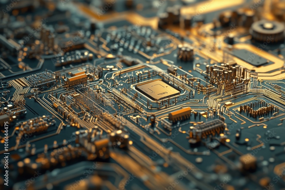 Leinwandbilder an intricate circuit board with glowing elements highlights technological advancement and innovation