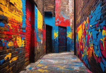 Fototapeta premium vibrant graffiti patterns textured walls showcasing aesthetic urban influence street art, mural, color, spray, design, contemporary, creative, visuals