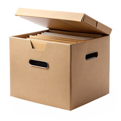 3D cardboard file box isolated